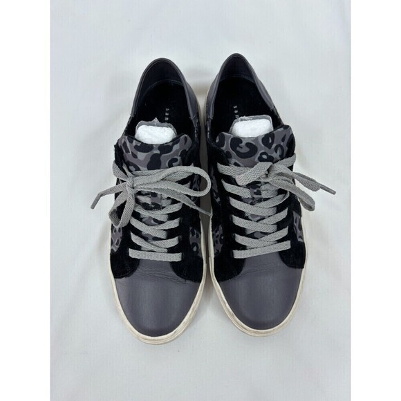 Sanctuary Dash Sneakers Grey Black Leather Camo 8 Convertible to Mules Lace Up - Picture 2 of 9